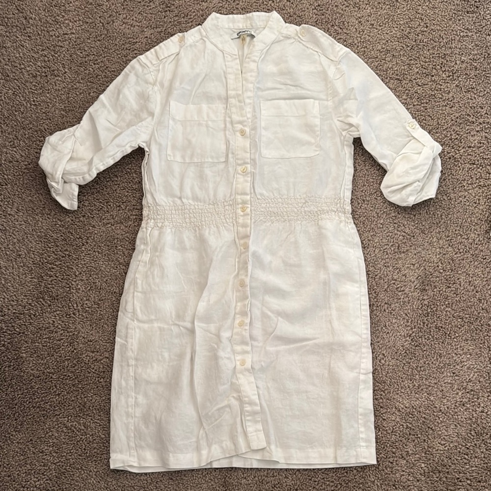 DKNYC White Long Sleeve Shirt Dress Casual - Picture 4 of 4